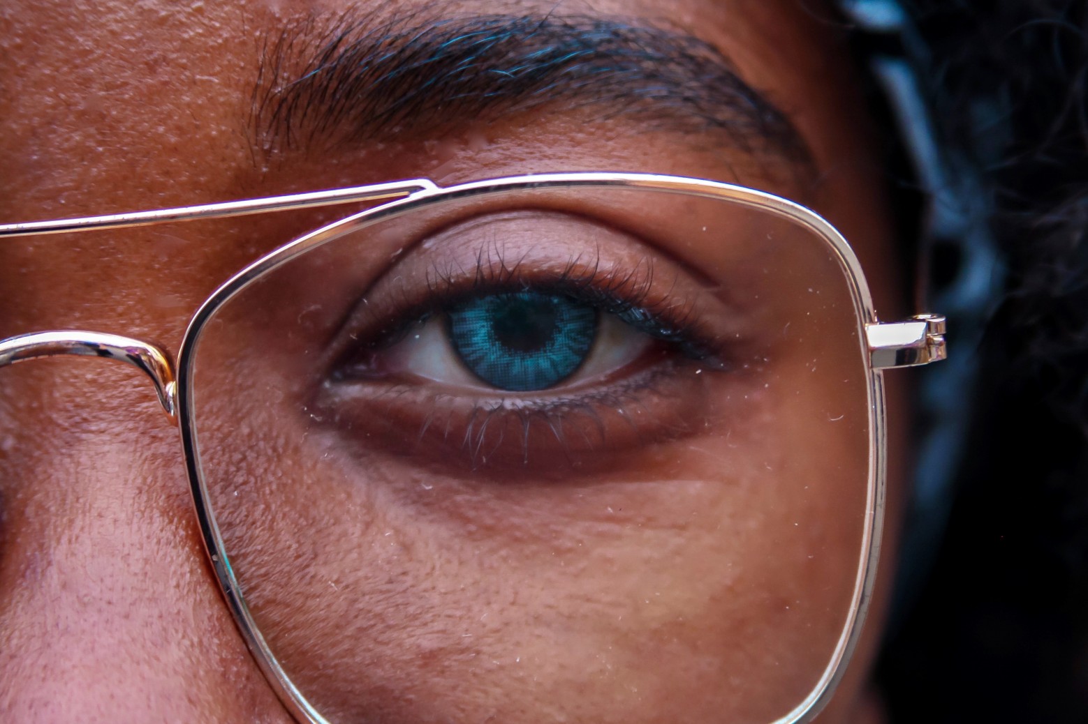 Close up of eye glasses.