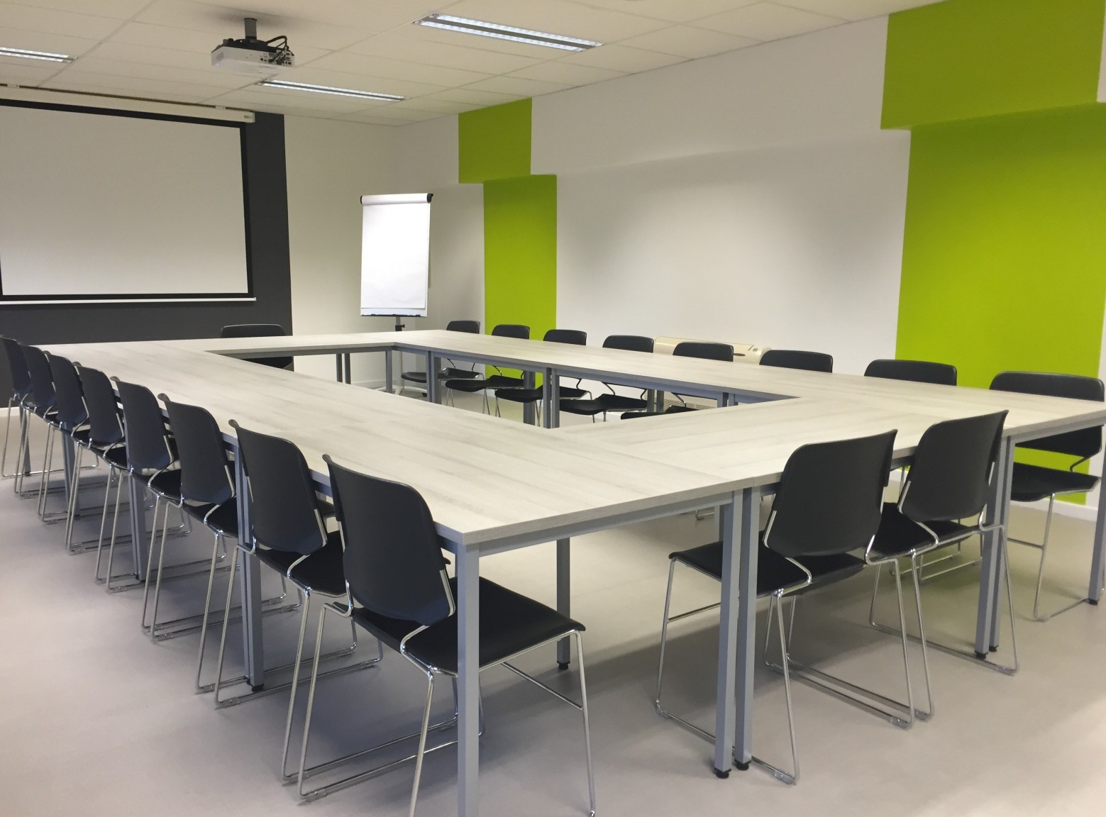 Tables in a conference room.