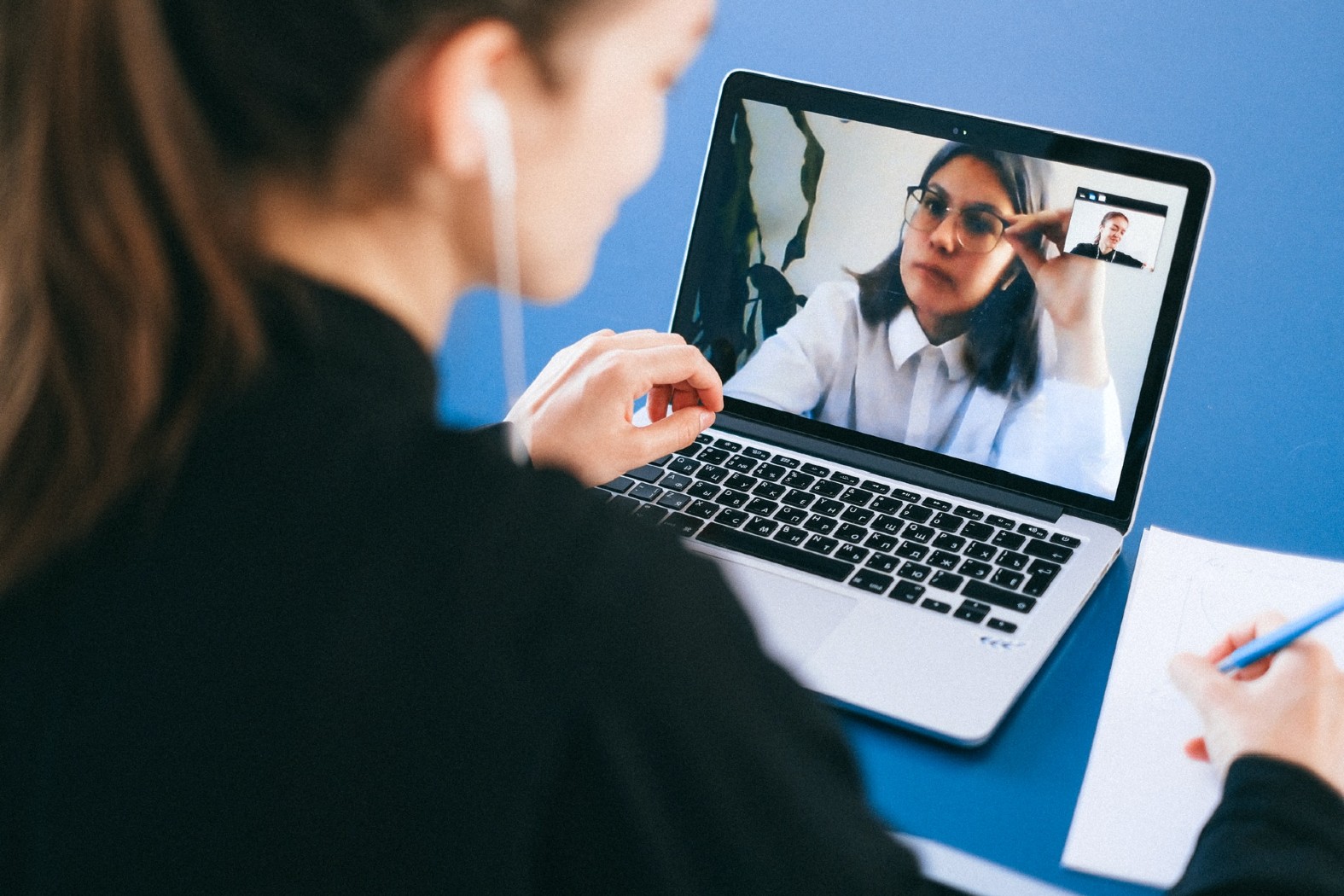 Two women on a video call.